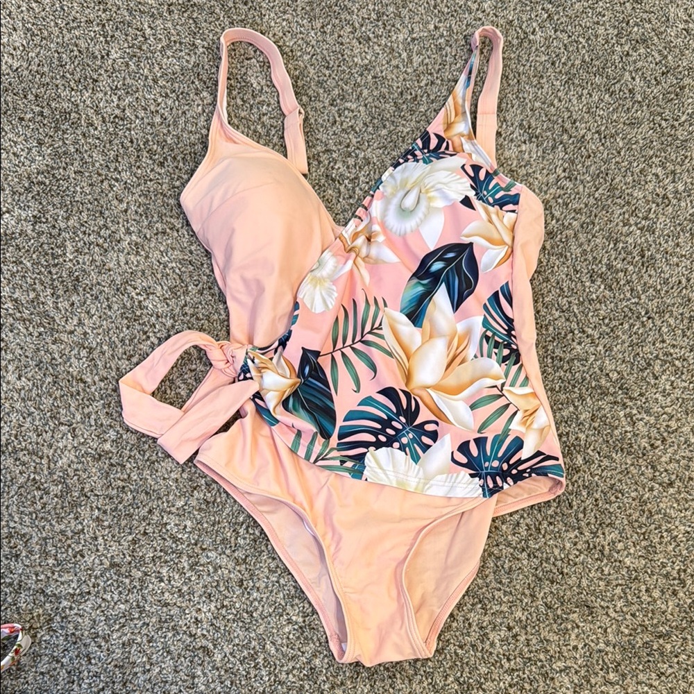 Floral One-Piece Wrap Swimsuit Size M